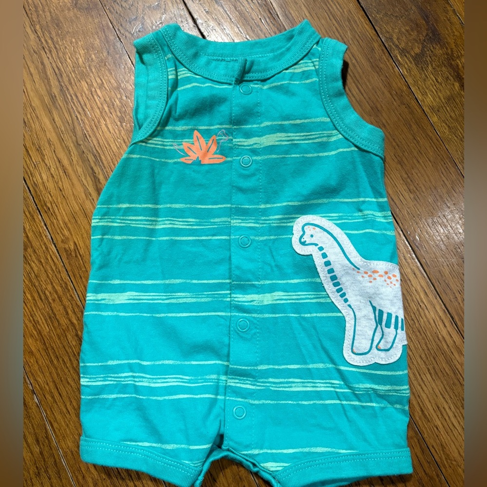 Carter's Teal Dinosaur Baby Romper